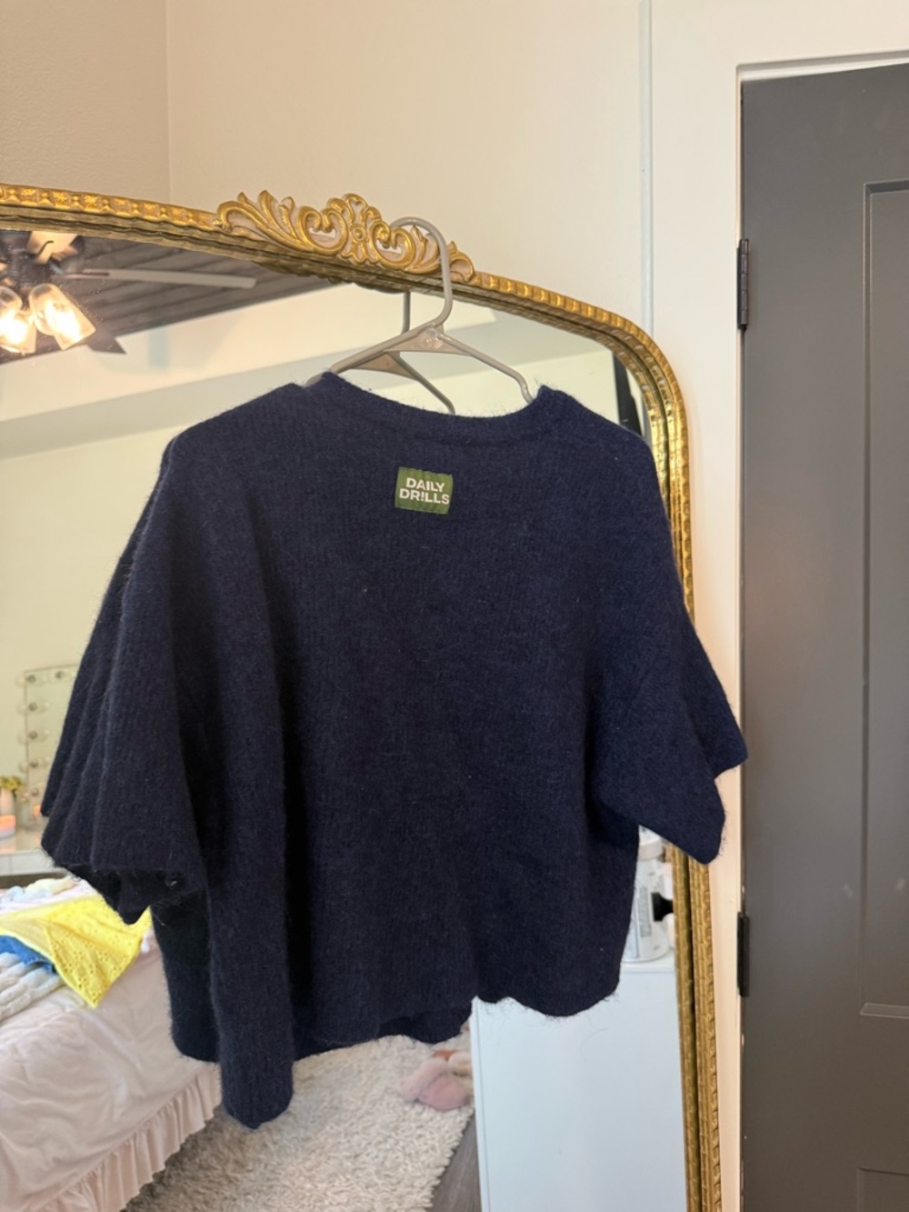 Daily Drills Navy Boxy Short-Sleeve Crew Sweater